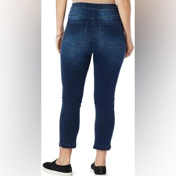 DG2‎ by Diane Gilman New Classic Stretch Split Hem Pull-On Capri Indigo XS - Picture 2 of 10